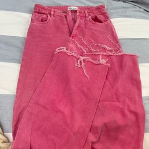 pink zara jeans